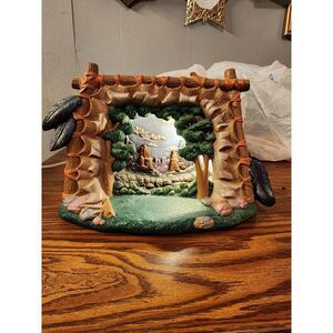 Vintage Rare 3D Grand Canyon Ceramic Lighted‎ Table Lamp. 2 Piece. Tested! 8x10"